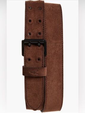Allsaints mens covered eyelet suede leather bitter brown belt new tags size 40